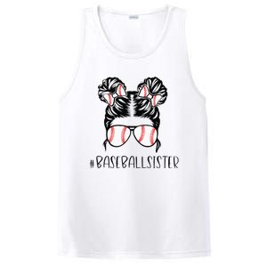 Baseball Sister Proud Sister Messy Bun Baseball Sunglasses PosiCharge Competitor Tank