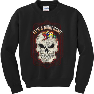 Billiards Skull Pool Balls ItS A Mind Game Kids Sweatshirt