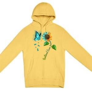 Butterfly Sunflower Peritoneal Cancer Awareness Gift Premium Pullover Hoodie