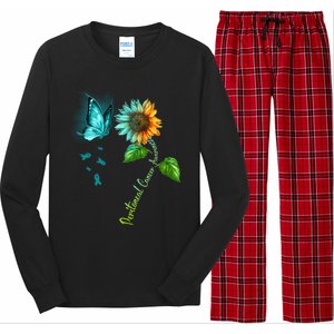 Butterfly Sunflower Peritoneal Cancer Awareness Gift Long Sleeve Pajama Set