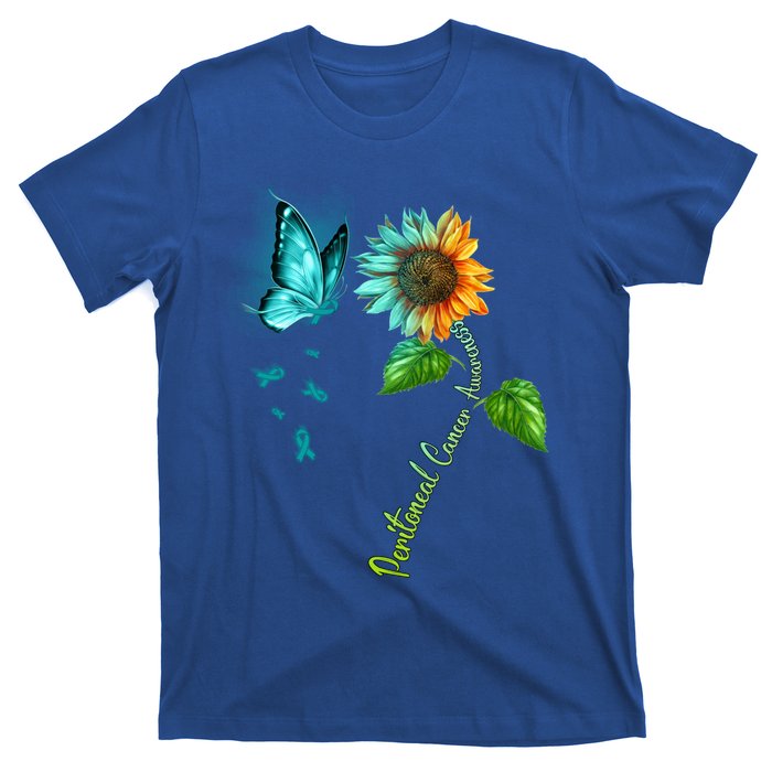 Butterfly Sunflower Peritoneal Cancer Awareness Gift T-Shirt