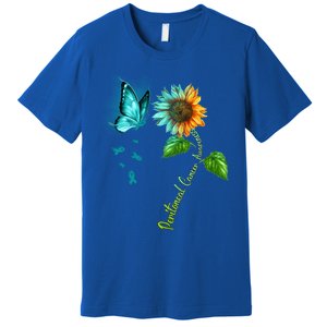 Butterfly Sunflower Peritoneal Cancer Awareness Gift Premium T-Shirt