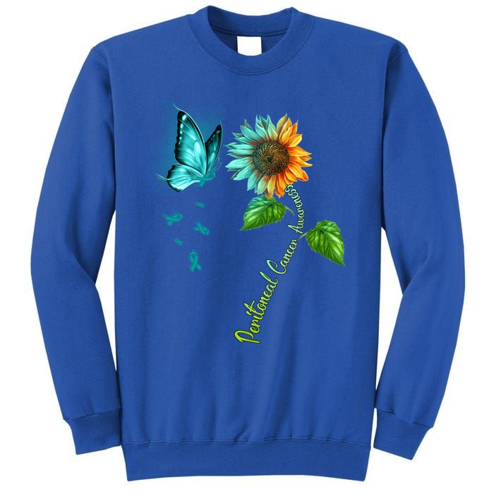 Butterfly Sunflower Peritoneal Cancer Awareness Gift Tall Sweatshirt