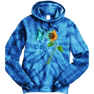 Butterfly Sunflower Peritoneal Cancer Awareness Gift Tie Dye Hoodie