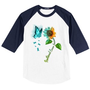 Butterfly Sunflower Peritoneal Cancer Awareness Gift Baseball Sleeve Shirt