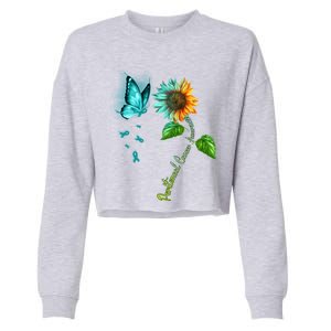 Butterfly Sunflower Peritoneal Cancer Awareness Gift Cropped Pullover Crew