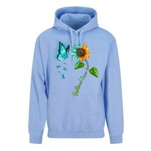 Butterfly Sunflower Peritoneal Cancer Awareness Gift Unisex Surf Hoodie