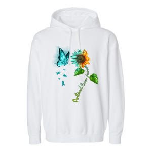 Butterfly Sunflower Peritoneal Cancer Awareness Gift Garment-Dyed Fleece Hoodie