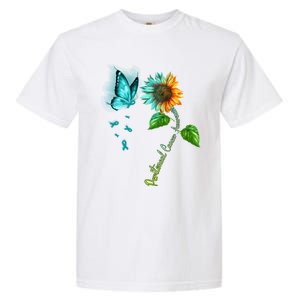 Butterfly Sunflower Peritoneal Cancer Awareness Gift Garment-Dyed Heavyweight T-Shirt