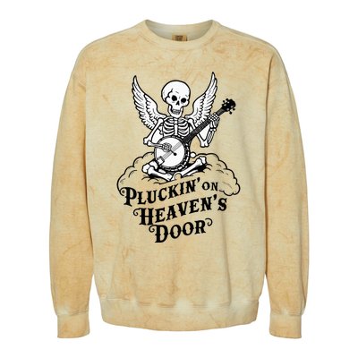 Banjo Skeleton Pluckin On Heavens Door Country Bluegrass Colorblast Crewneck Sweatshirt