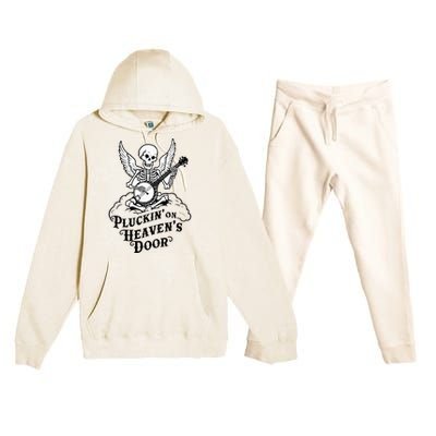 Banjo Skeleton Pluckin On Heavens Door Country Bluegrass Premium Hooded Sweatsuit Set