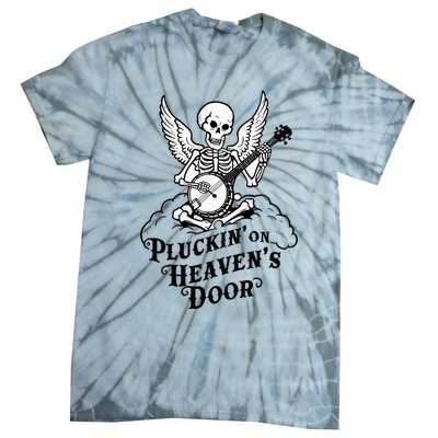 Banjo Skeleton Pluckin On Heavens Door Country Bluegrass Tie-Dye T-Shirt