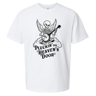 Banjo Skeleton Pluckin On Heavens Door Country Bluegrass Sueded Cloud Jersey T-Shirt