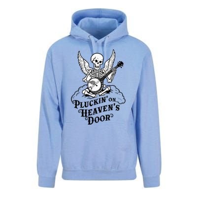 Banjo Skeleton Pluckin On Heavens Door Country Bluegrass Unisex Surf Hoodie