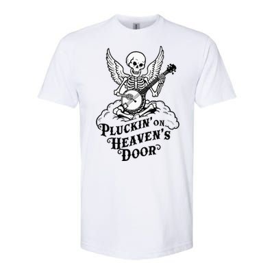 Banjo Skeleton Pluckin On Heavens Door Country Bluegrass Softstyle CVC T-Shirt