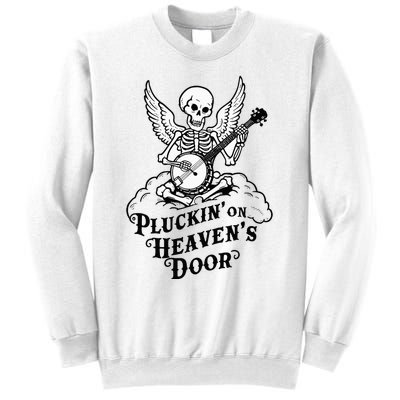 Banjo Skeleton Pluckin On Heavens Door Country Bluegrass Sweatshirt