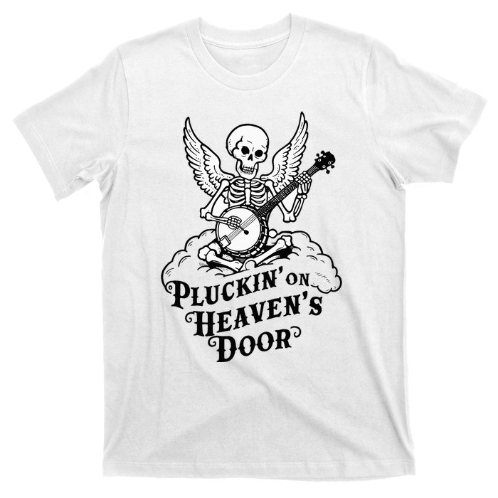 Banjo Skeleton Pluckin On Heavens Door Country Bluegrass T-Shirt