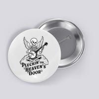 Banjo Skeleton Pluckin On Heavens Door Country Bluegrass Button