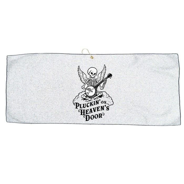 Banjo Skeleton Pluckin On Heavens Door Country Bluegrass Large Microfiber Waffle Golf Towel