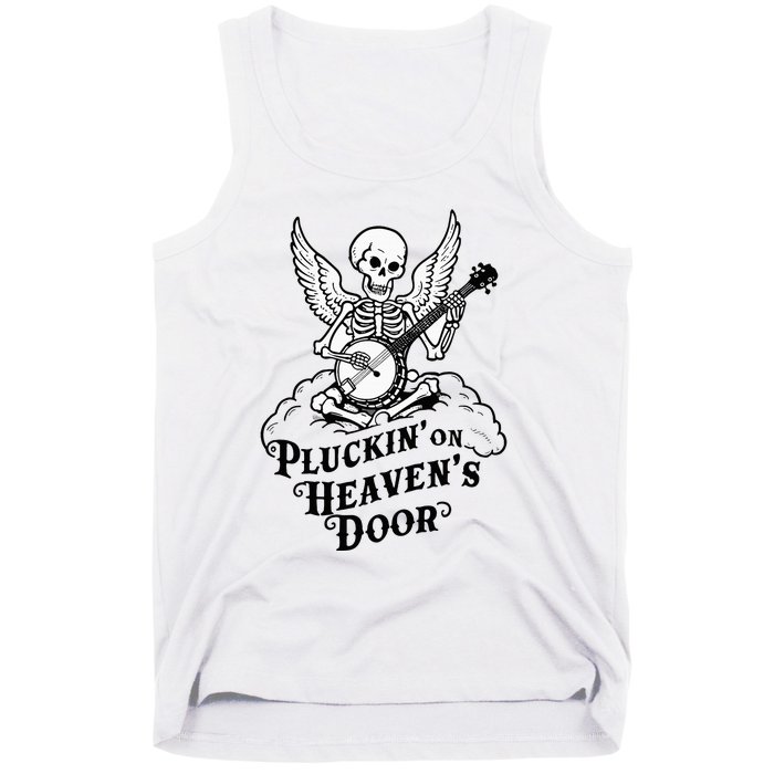 Banjo Skeleton Pluckin On Heavens Door Country Bluegrass Tank Top