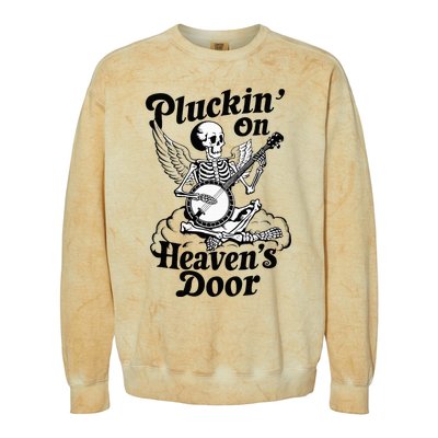 Banjo Skeleton Pluckin On Heavens Door Country Bluegrass Colorblast Crewneck Sweatshirt