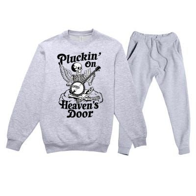 Banjo Skeleton Pluckin On Heavens Door Country Bluegrass Premium Crewneck Sweatsuit Set