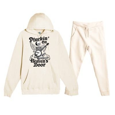 Banjo Skeleton Pluckin On Heavens Door Country Bluegrass Premium Hooded Sweatsuit Set