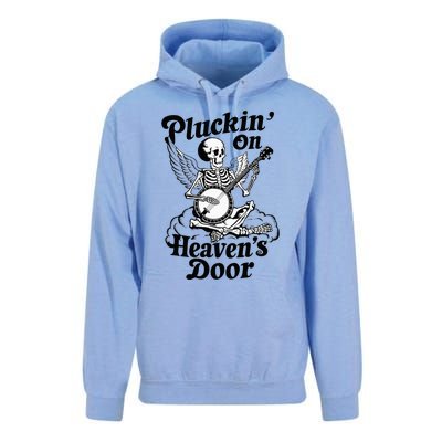 Banjo Skeleton Pluckin On Heavens Door Country Bluegrass Unisex Surf Hoodie