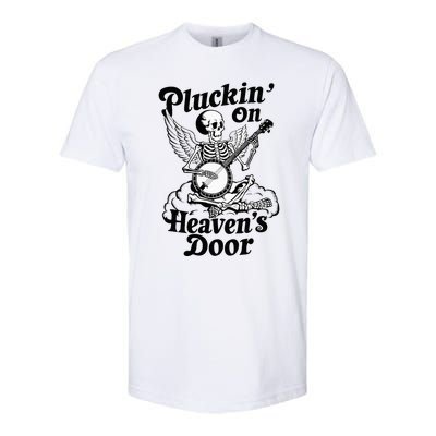 Banjo Skeleton Pluckin On Heavens Door Country Bluegrass Softstyle CVC T-Shirt