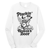 Banjo Skeleton Pluckin On Heavens Door Country Bluegrass Long Sleeve Shirt