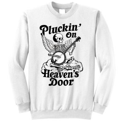 Banjo Skeleton Pluckin On Heavens Door Country Bluegrass Sweatshirt