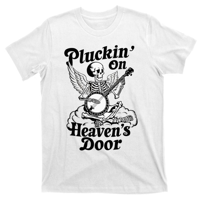 Banjo Skeleton Pluckin On Heavens Door Country Bluegrass T-Shirt