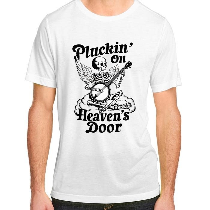 Banjo Skeleton Pluckin On Heavens Door Country Bluegrass Adult ChromaSoft Performance T-Shirt