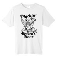 Banjo Skeleton Pluckin On Heavens Door Country Bluegrass Tall Fusion ChromaSoft Performance T-Shirt