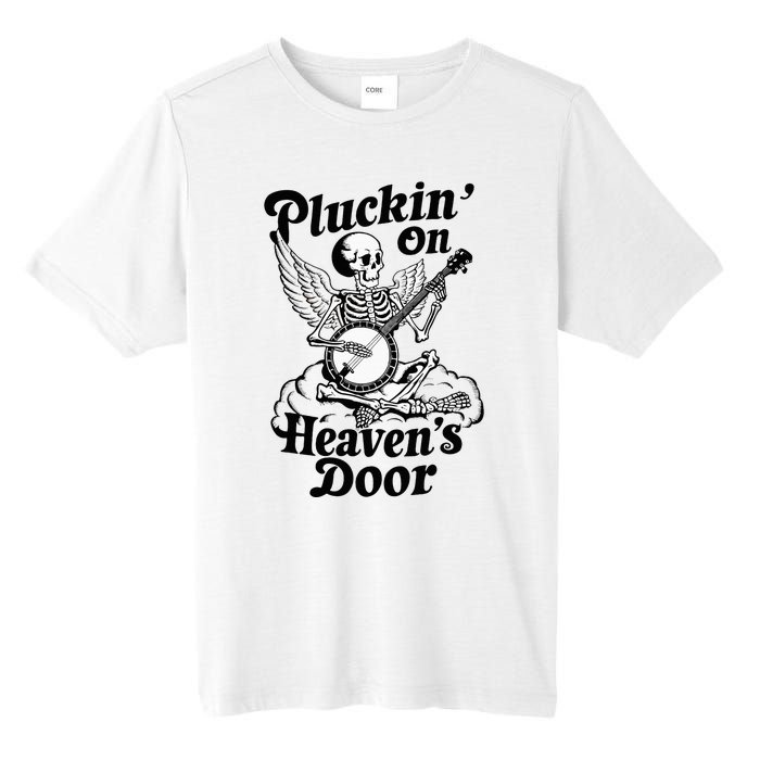 Banjo Skeleton Pluckin On Heavens Door Country Bluegrass Tall Fusion ChromaSoft Performance T-Shirt