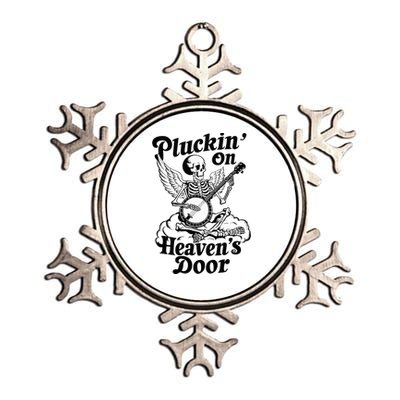 Banjo Skeleton Pluckin On Heavens Door Country Bluegrass Metallic Star Ornament