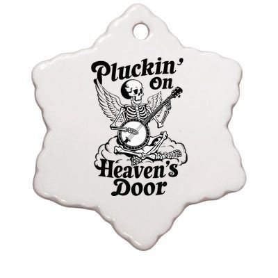 Banjo Skeleton Pluckin On Heavens Door Country Bluegrass Ceramic Star Ornament