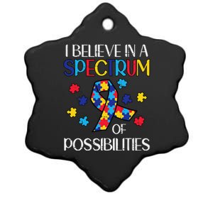 Believe Spectrum Possibilities Autism Awareness Women Ceramic Star Ornament