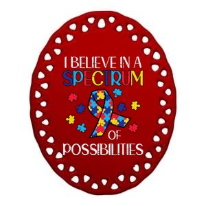 Believe Spectrum Possibilities Autism Awareness Women Ceramic Oval Ornament