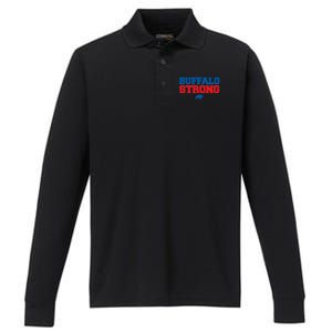 Buffalo Strong Pray For Buffalo Community Strength Performance Long Sleeve Polo