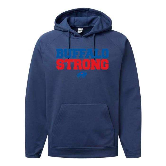 Buffalo Strong Pray For Buffalo Community Strength Performance Fleece Hoodie