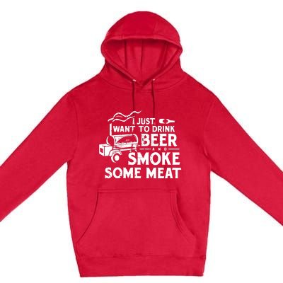 BBQ Smoking Pitmaster Drink Beer Smoke Meat Premium Pullover Hoodie