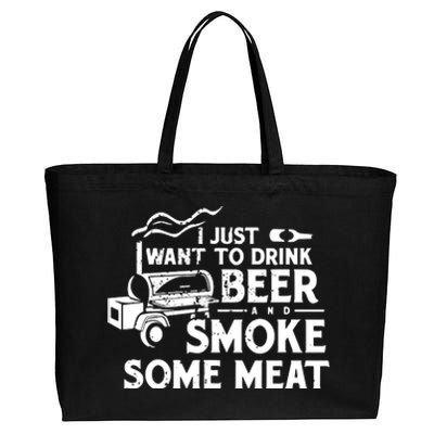 BBQ Smoking Pitmaster Drink Beer Smoke Meat Cotton Canvas Jumbo Tote