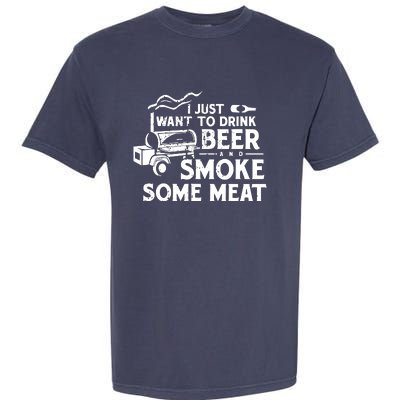 BBQ Smoking Pitmaster Drink Beer Smoke Meat Garment-Dyed Heavyweight T-Shirt