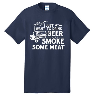 BBQ Smoking Pitmaster Drink Beer Smoke Meat Tall T-Shirt