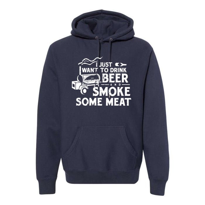 BBQ Smoking Pitmaster Drink Beer Smoke Meat Premium Hoodie