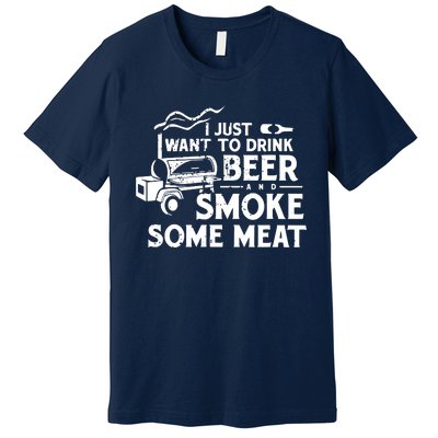 BBQ Smoking Pitmaster Drink Beer Smoke Meat Premium T-Shirt