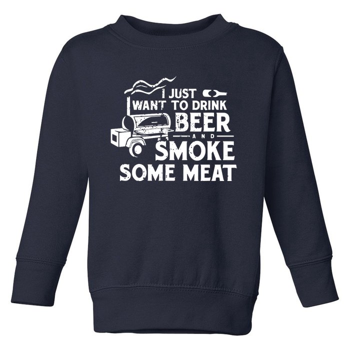 BBQ Smoking Pitmaster Drink Beer Smoke Meat Toddler Sweatshirt