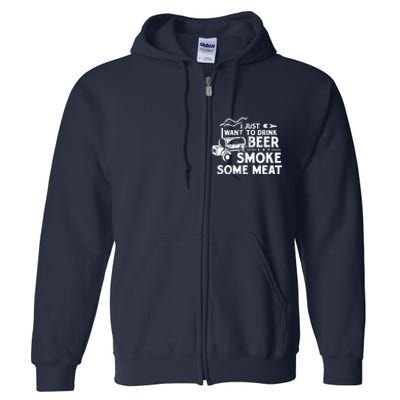 BBQ Smoking Pitmaster Drink Beer Smoke Meat Full Zip Hoodie