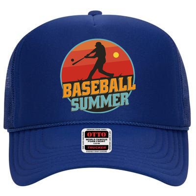 Baseball Summer Player High Crown Mesh Back Trucker Hat